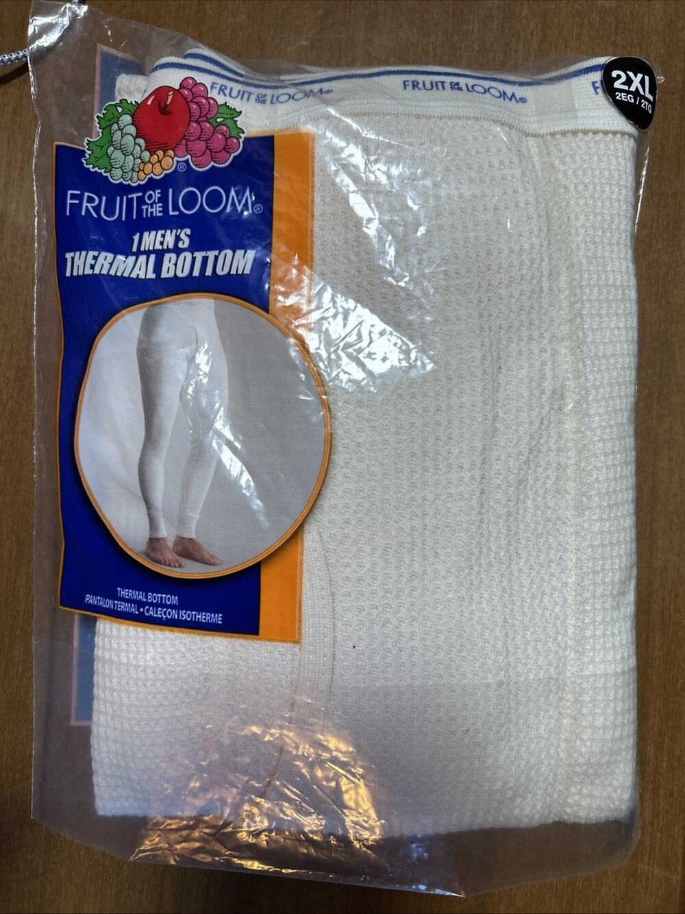 NEW Fruit of the Loom Men’s 2XL Thermal Bottoms long johns - Natural (open Bag)